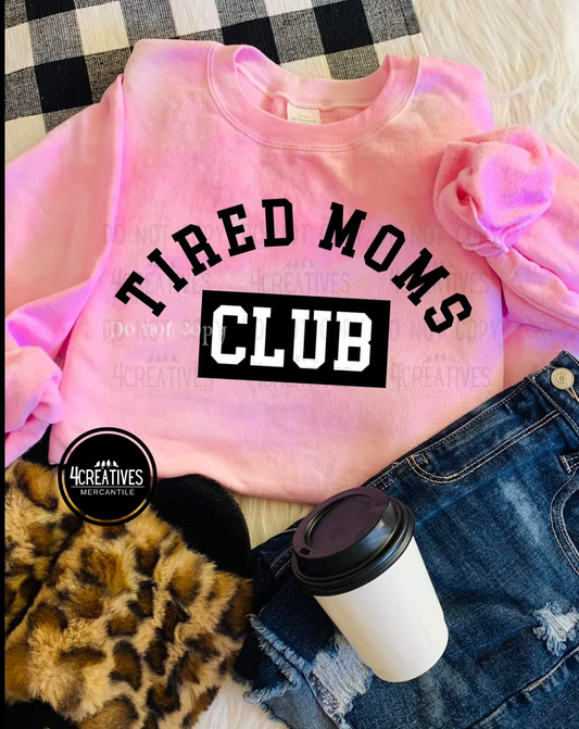 hand dyed pink tired moms club sweatshirt four creatives mercantile